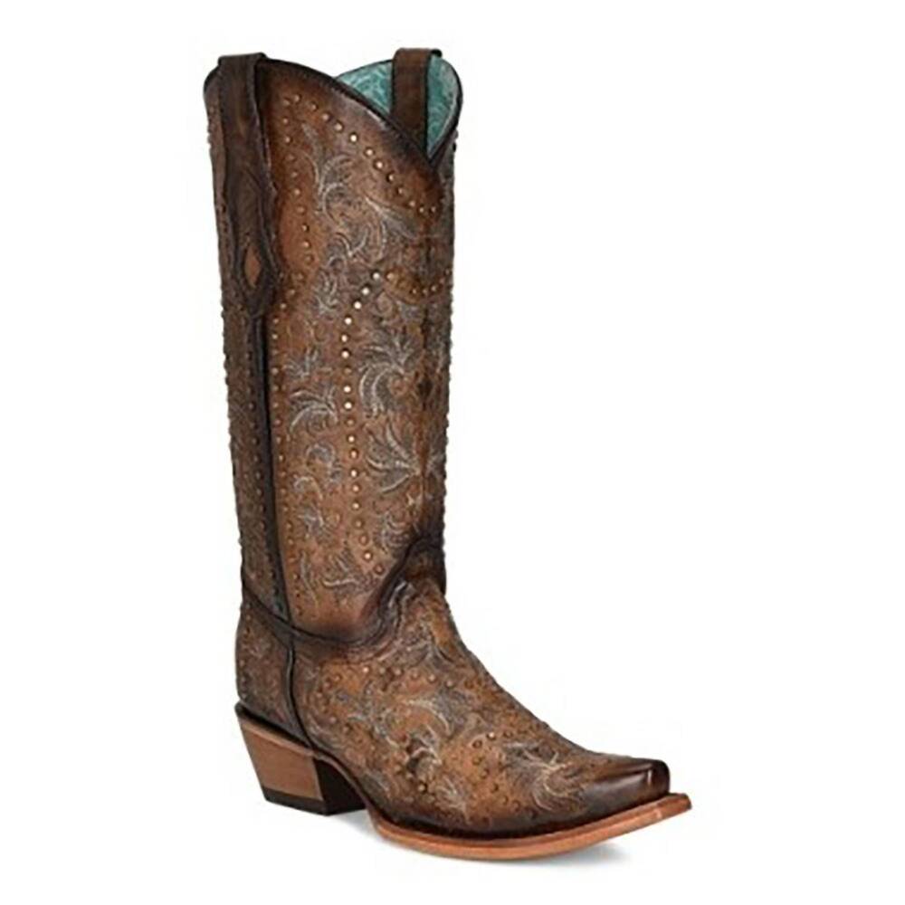 NEW CORRAL women's embroidered snip-toe cowgirl boot in maple